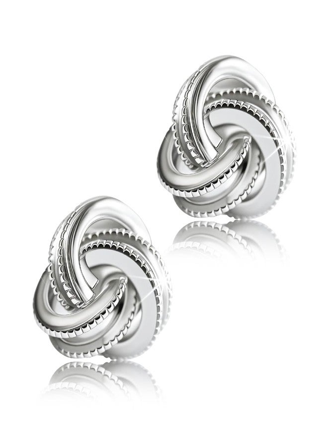 Raneecoco Gold Plated Sterling Silver Studs Love Knot Earrings For Women | Hypoallergenic & Nickle Free Jewelry for Sensitive Ears (8, white-gold-plated-silver) - Image 1